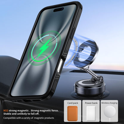 For iPhone 16 Plus Magnetic 360 Rotating Holder Phone Case - Black - EDA009861206C