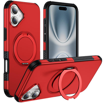 For iPhone 16 Plus Magnetic 360 Rotating Holder Phone Case - Red - EDA009861206D