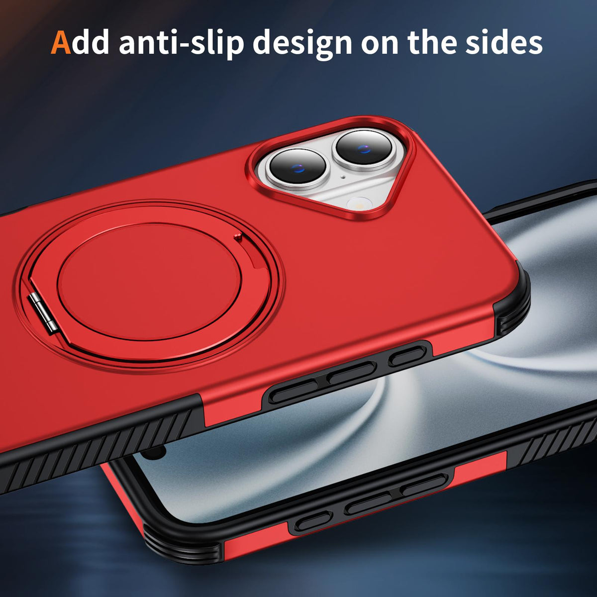 For iPhone 16 Plus Magnetic 360 Rotating Holder Phone Case - Red - EDA009861206D