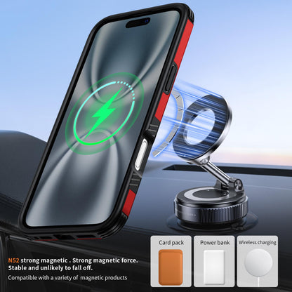 For iPhone 16 Plus Magnetic 360 Rotating Holder Phone Case - Red - EDA009861206D