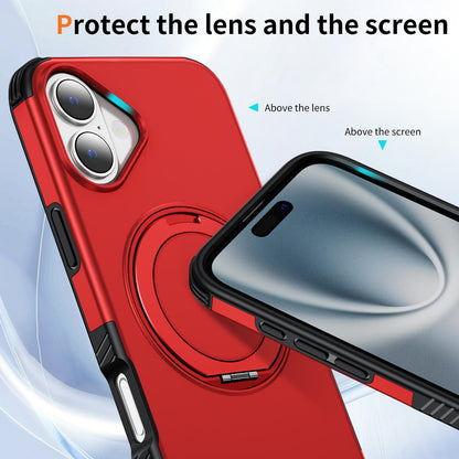 For iPhone 16 Plus Magnetic 360 Rotating Holder Phone Case - Red - EDA009861206D