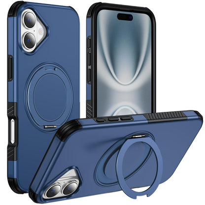 For iPhone 16 Plus Magnetic 360 Rotating Holder Phone Case - Blue - EDA009861206E