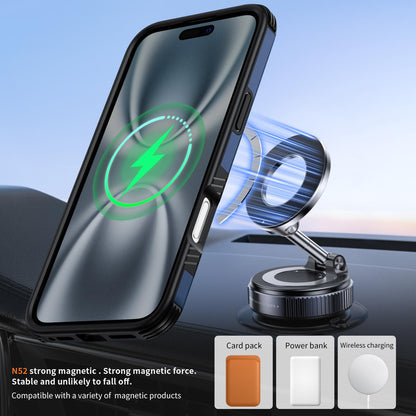 For iPhone 16 Plus Magnetic 360 Rotating Holder Phone Case - Blue - EDA009861206E