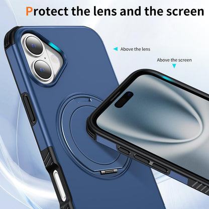 For iPhone 16 Plus Magnetic 360 Rotating Holder Phone Case - Blue - EDA009861206E