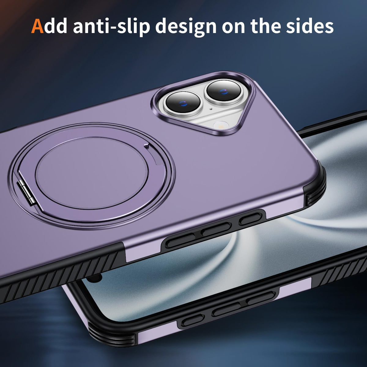 For iPhone 16 Plus Magnetic 360 Rotating Holder Phone Case - Light Purple - EDA009861206F