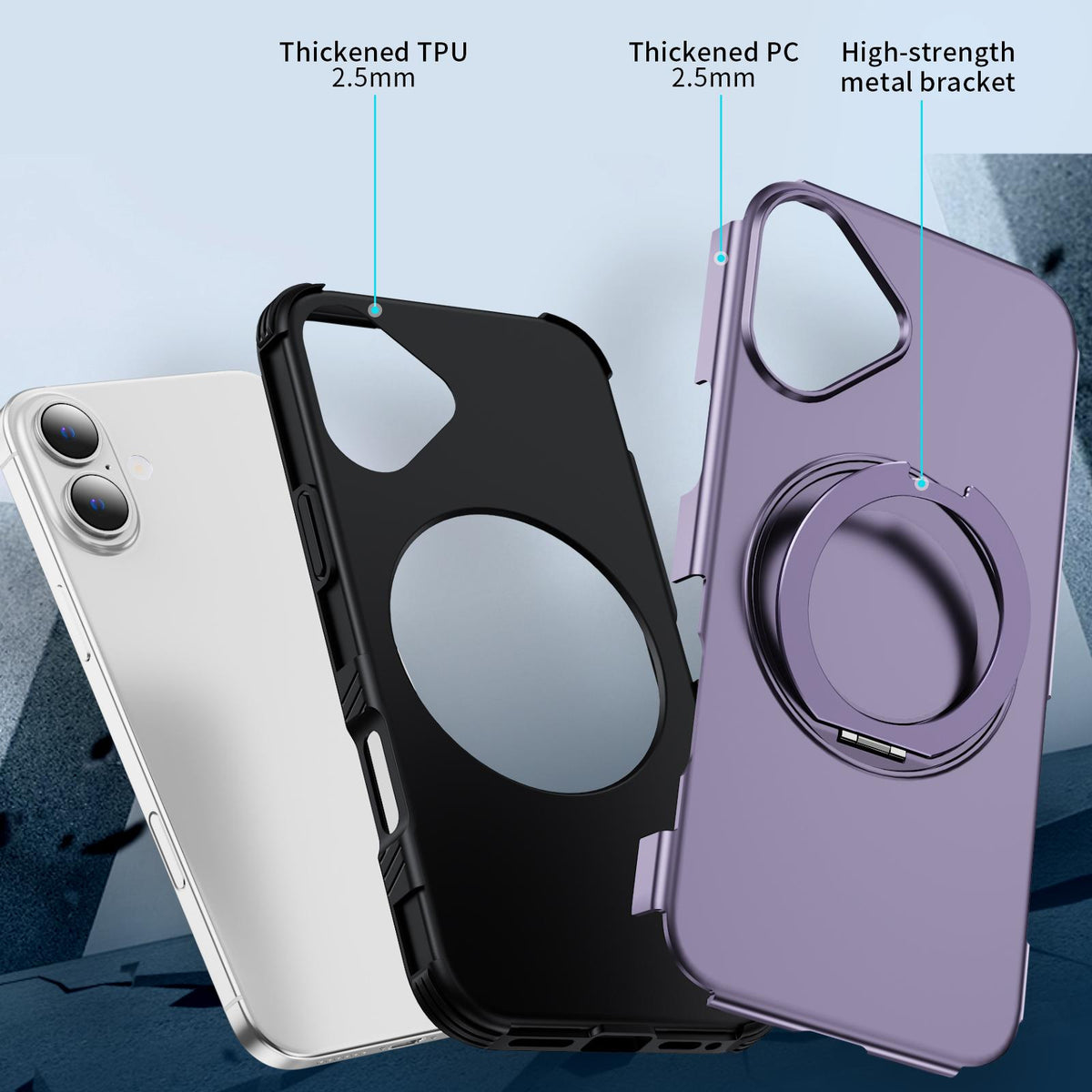 For iPhone 16 Plus Magnetic 360 Rotating Holder Phone Case - Light Purple - EDA009861206F