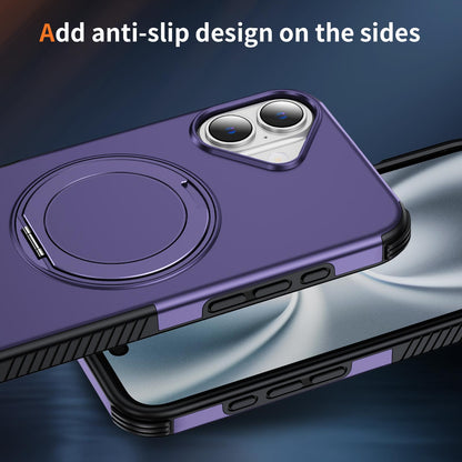 For iPhone 16 Plus Magnetic 360 Rotating Holder Phone Case - Dark Purple - EDA009861206G