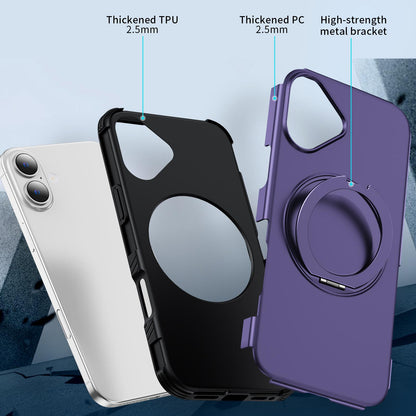 For iPhone 16 Plus Magnetic 360 Rotating Holder Phone Case - Dark Purple - EDA009861206G