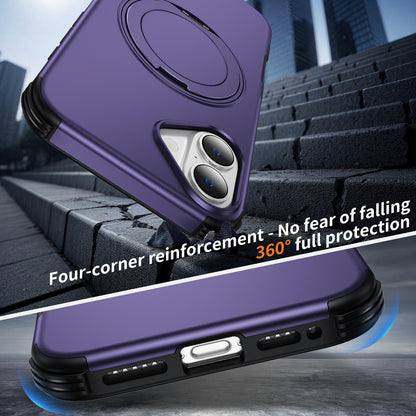 For iPhone 16 Plus Magnetic 360 Rotating Holder Phone Case - Dark Purple - EDA009861206G