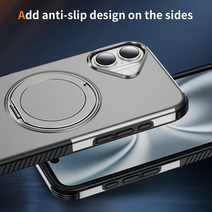 For iPhone 16 Plus Magnetic 360 Rotating Holder Phone Case - Silver - EDA009861206H