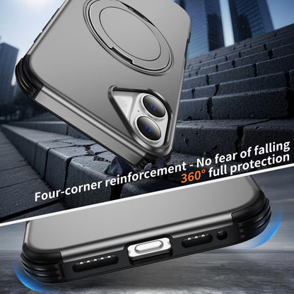 For iPhone 16 Plus Magnetic 360 Rotating Holder Phone Case - Silver - EDA009861206H