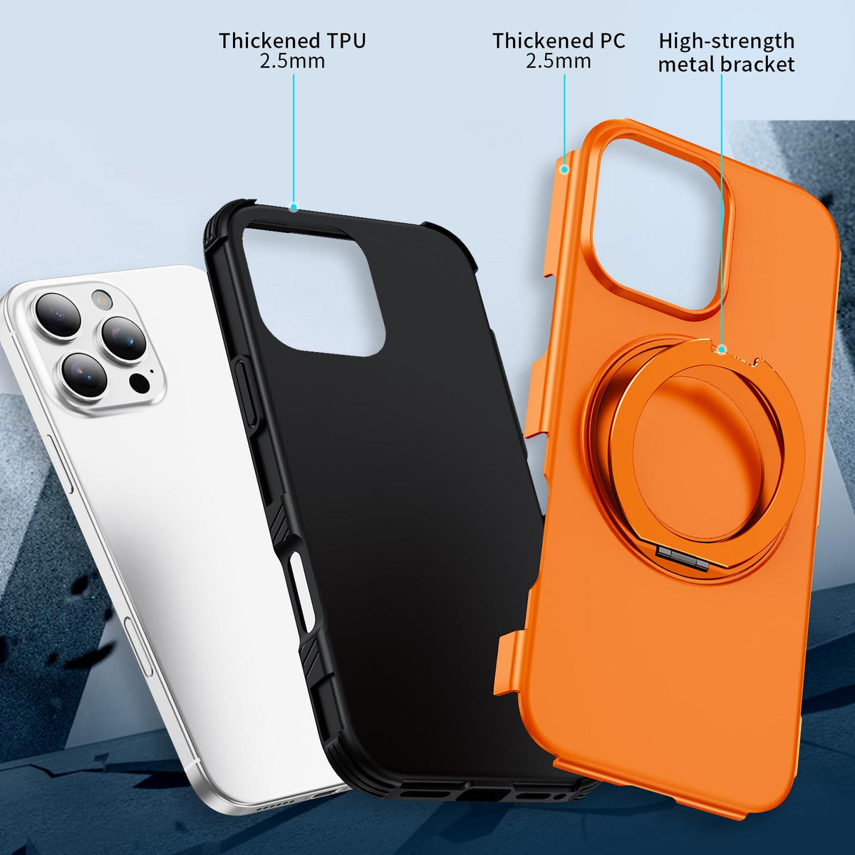 For iPhone 16 Pro Magnetic 360 Rotating Holder Phone Case - Orange - EDA009861207A