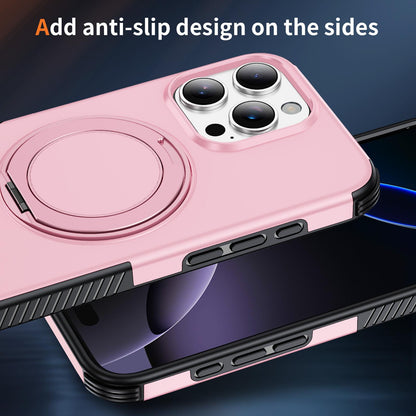 For iPhone 16 Pro Magnetic 360 Rotating Holder Phone Case - Pink - EDA009861207B
