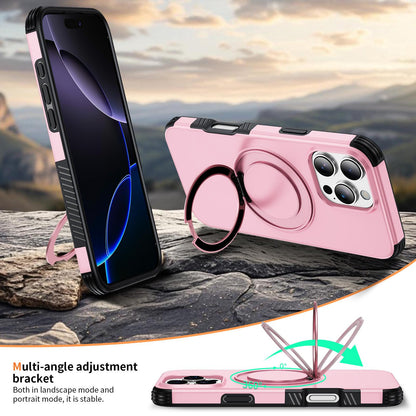 For iPhone 16 Pro Magnetic 360 Rotating Holder Phone Case - Pink - EDA009861207B