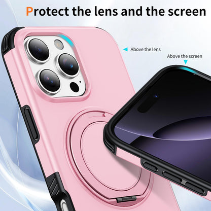 For iPhone 16 Pro Magnetic 360 Rotating Holder Phone Case - Pink - EDA009861207B