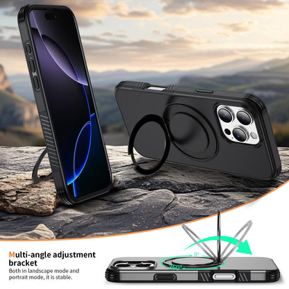 For iPhone 16 Pro Magnetic 360 Rotating Holder Phone Case - Black - EDA009861207C