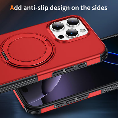 For iPhone 16 Pro Magnetic 360 Rotating Holder Phone Case - Red - EDA009861207D