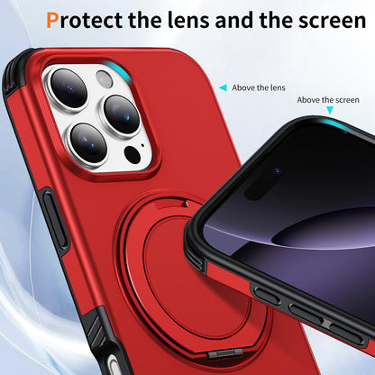 For iPhone 16 Pro Magnetic 360 Rotating Holder Phone Case - Red - EDA009861207D
