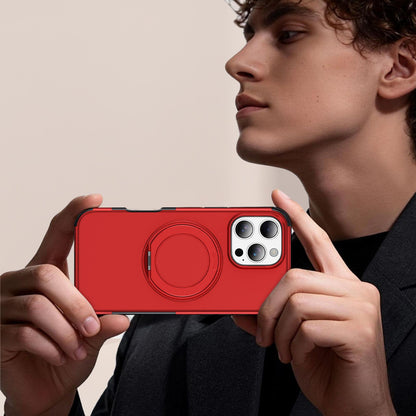 For iPhone 16 Pro Magnetic 360 Rotating Holder Phone Case - Red - EDA009861207D