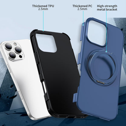 For iPhone 16 Pro Magnetic 360 Rotating Holder Phone Case - Blue - EDA009861207E