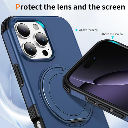 For iPhone 16 Pro Magnetic 360 Rotating Holder Phone Case - Blue - EDA009861207E