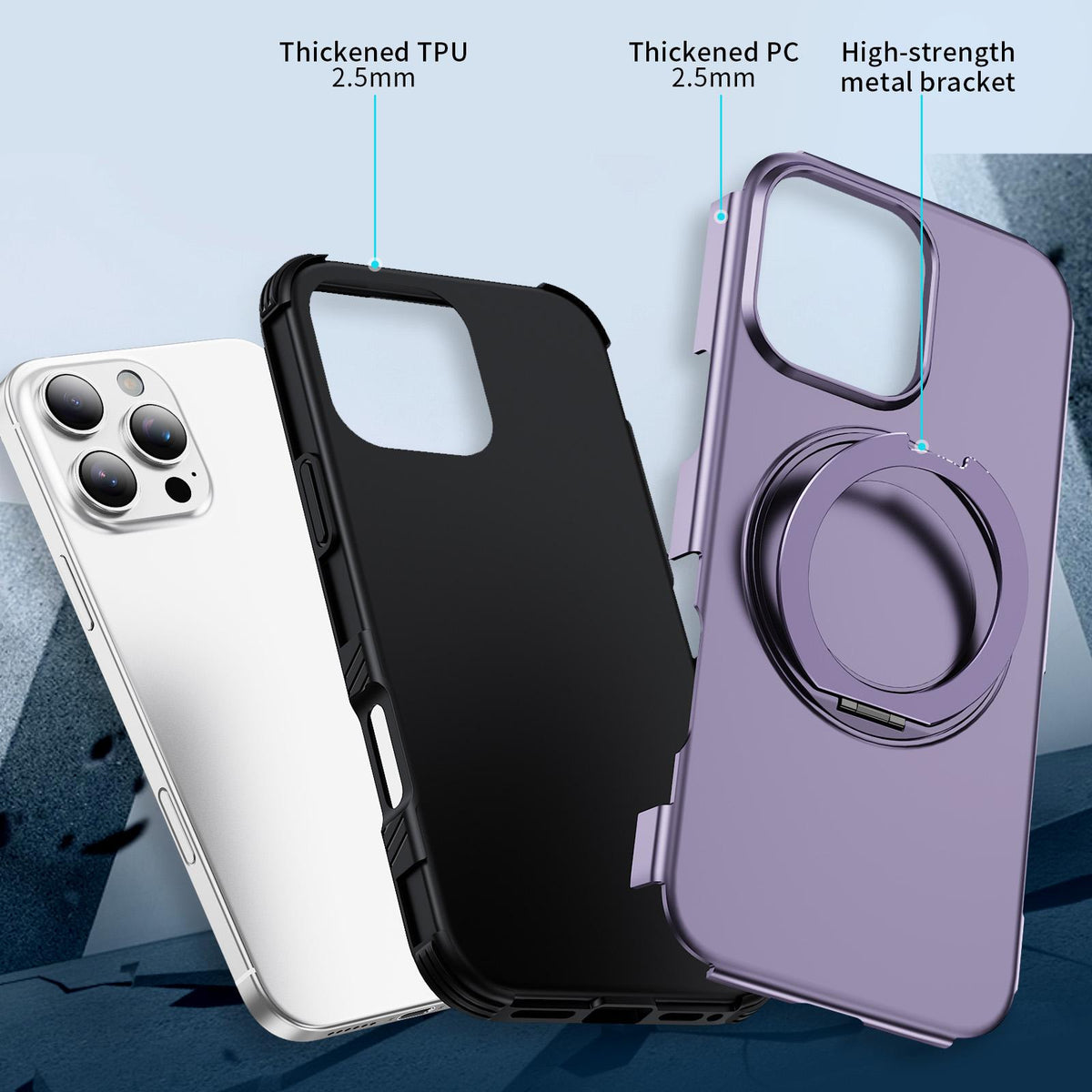 For iPhone 16 Pro Magnetic 360 Rotating Holder Phone Case - Light Purple - EDA009861207F