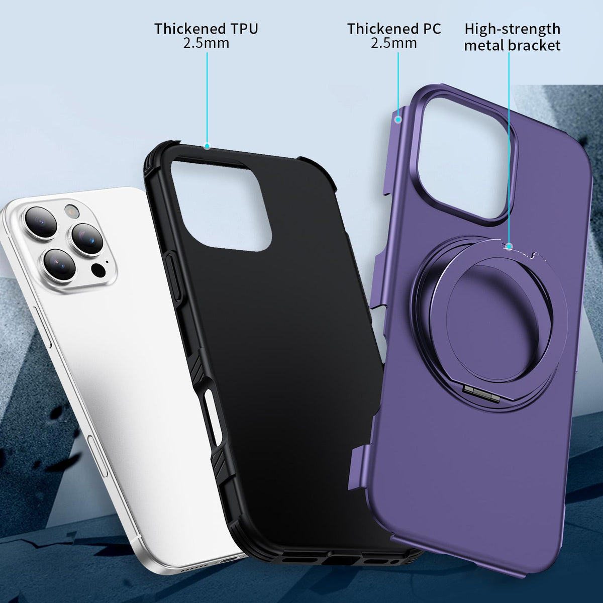 For iPhone 16 Pro Magnetic 360 Rotating Holder Phone Case - Dark Purple - EDA009861207G
