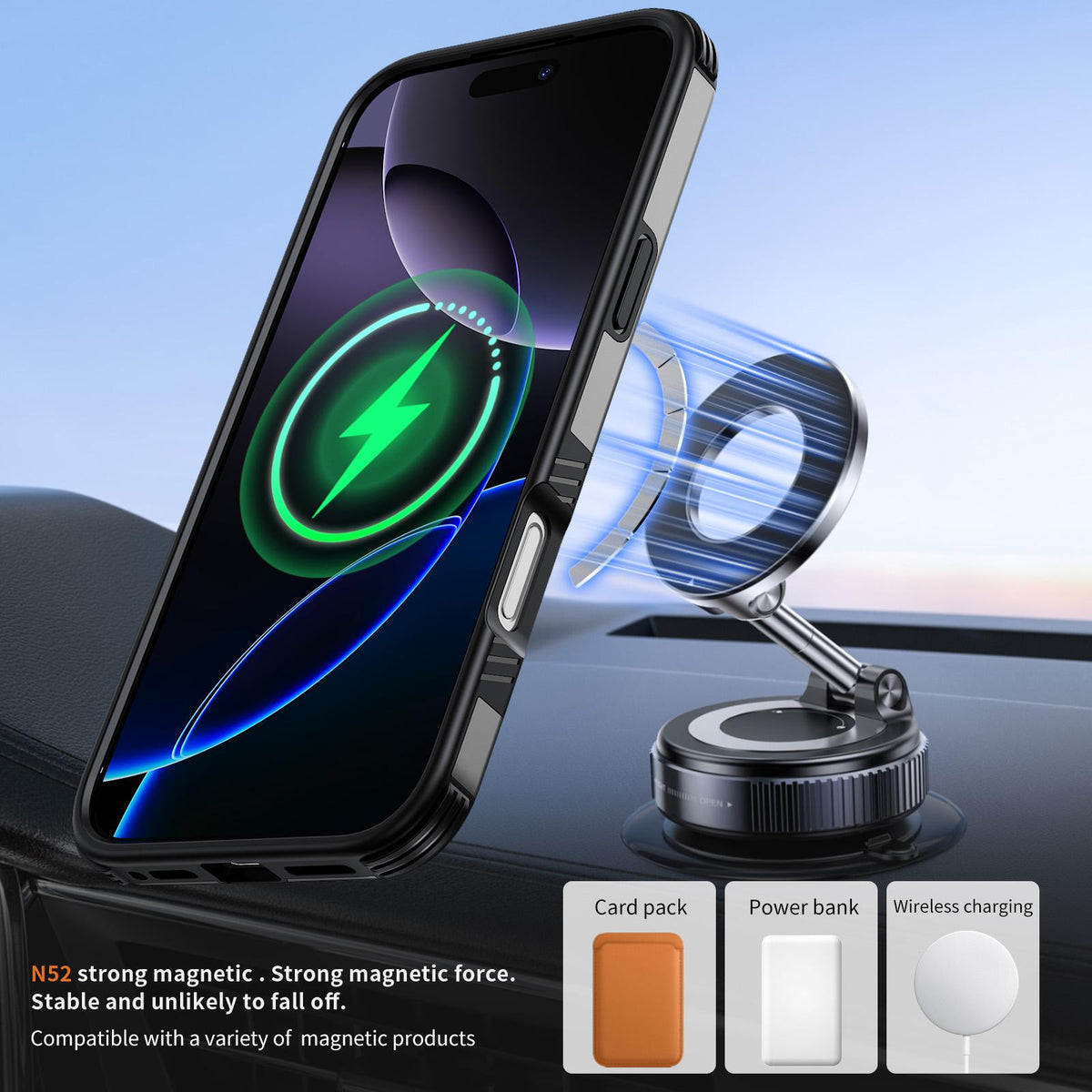 For iPhone 16 Pro Magnetic 360 Rotating Holder Phone Case - Silver - EDA009861207H