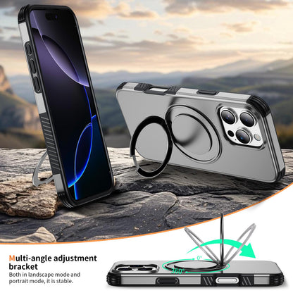 For iPhone 16 Pro Magnetic 360 Rotating Holder Phone Case - Silver - EDA009861207H