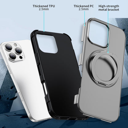 For iPhone 16 Pro Magnetic 360 Rotating Holder Phone Case - Silver - EDA009861207H