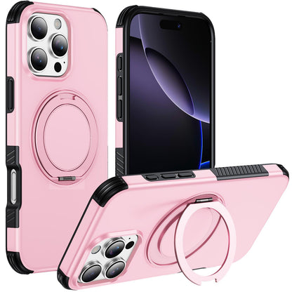 For iPhone 16 Pro Max Magnetic 360 Rotating Holder Phone Case - Pink - EDA009861208B