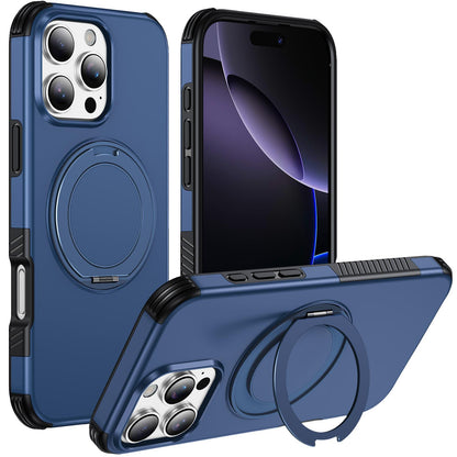 For iPhone 16 Pro Max Magnetic 360 Rotating Holder Phone Case - Blue - EDA009861208E