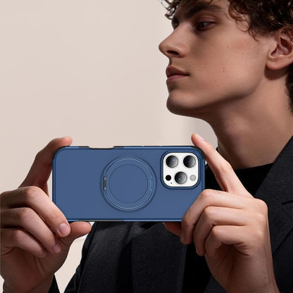 For iPhone 16 Pro Max Magnetic 360 Rotating Holder Phone Case - Blue - EDA009861208E
