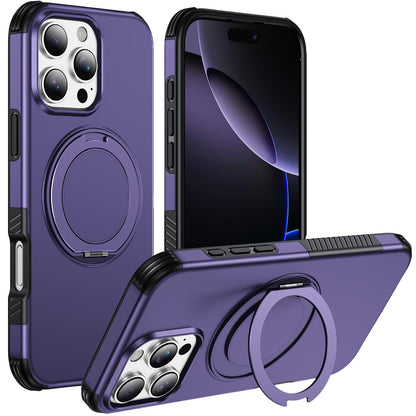 For iPhone 16 Pro Max Magnetic 360 Rotating Holder Phone Case - Dark Purple - EDA009861208G
