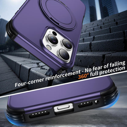 For iPhone 16 Pro Max Magnetic 360 Rotating Holder Phone Case - Dark Purple - EDA009861208G