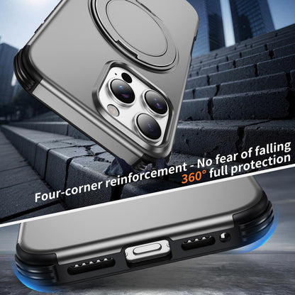 For iPhone 16 Pro Max Magnetic 360 Rotating Holder Phone Case - Silver - EDA009861208H
