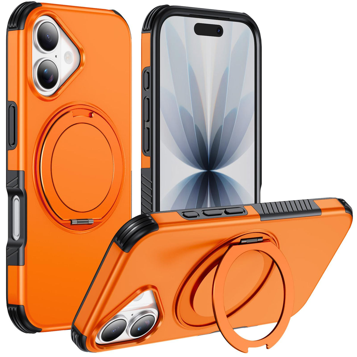 For iPhone 17 Magnetic 360 Rotating Holder Phone Case - Orange - EDA009861209A
