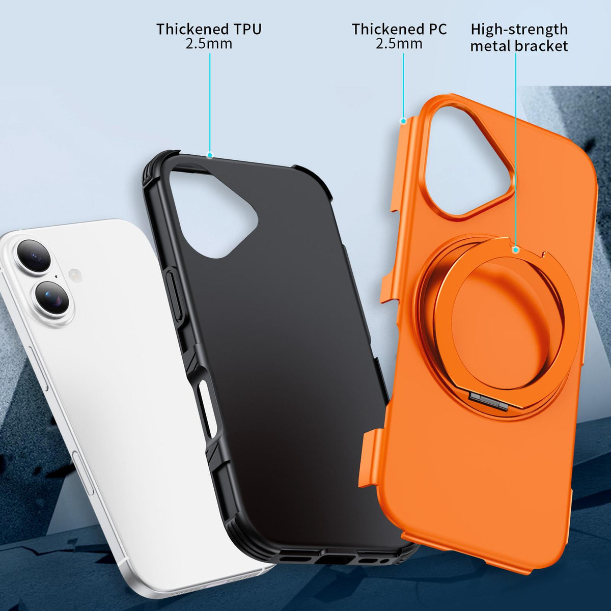 For iPhone 17 Magnetic 360 Rotating Holder Phone Case - Orange - EDA009861209A