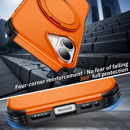 For iPhone 17 Magnetic 360 Rotating Holder Phone Case - Orange - EDA009861209A