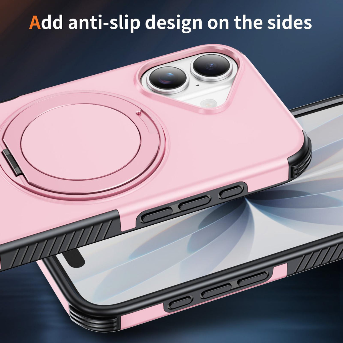 For iPhone 17 Magnetic 360 Rotating Holder Phone Case - Pink - EDA009861209B