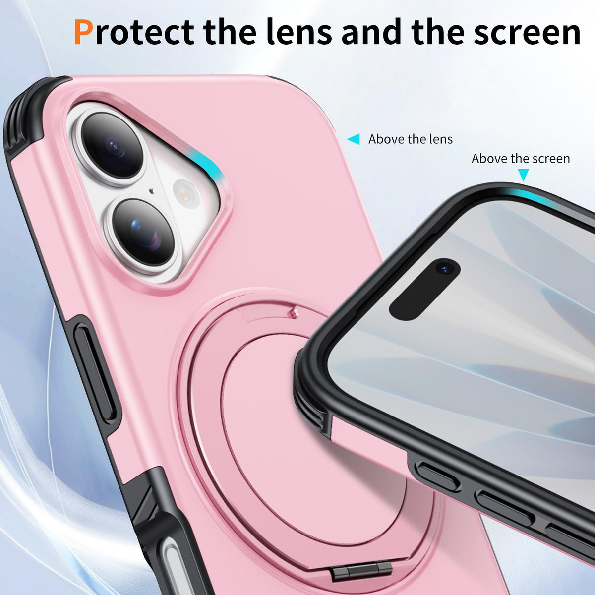 For iPhone 17 Magnetic 360 Rotating Holder Phone Case - Pink - EDA009861209B