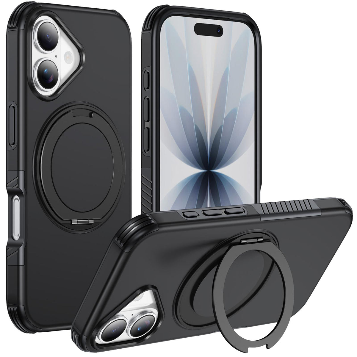 For iPhone 17 Magnetic 360 Rotating Holder Phone Case - Black - EDA009861209C