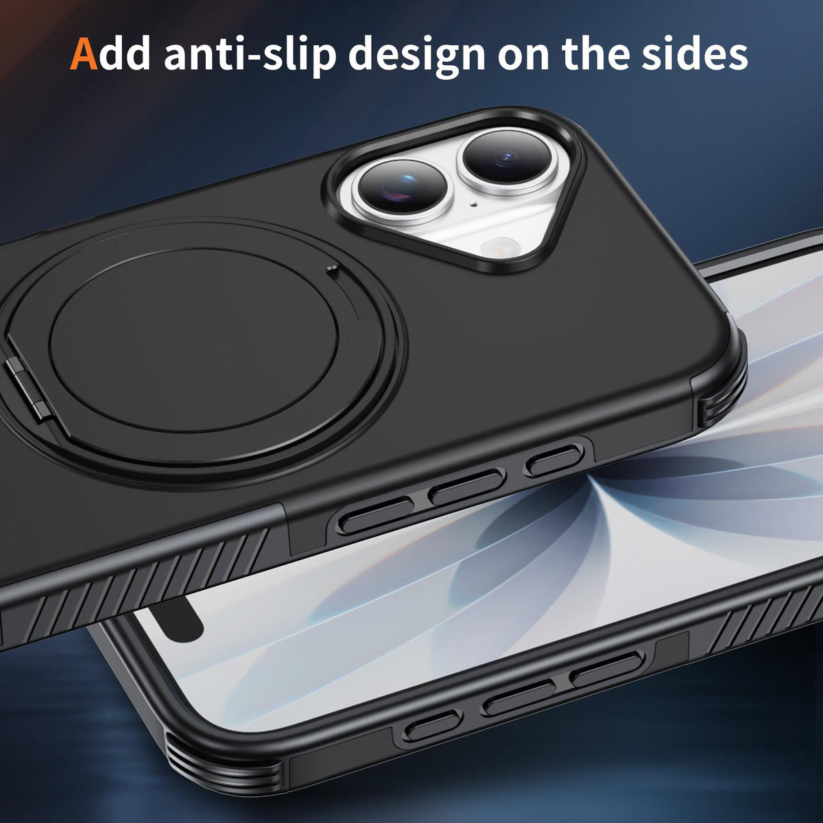 For iPhone 17 Magnetic 360 Rotating Holder Phone Case - Black - EDA009861209C