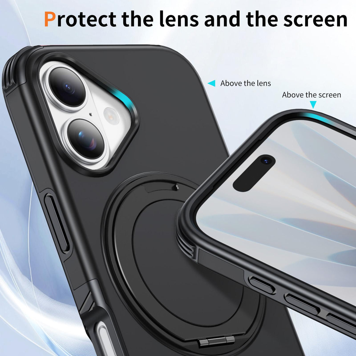 For iPhone 17 Magnetic 360 Rotating Holder Phone Case - Black - EDA009861209C