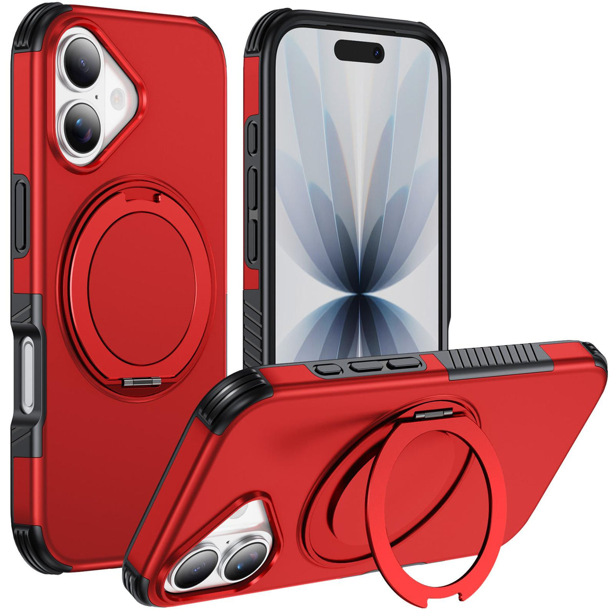 For iPhone 17 Magnetic 360 Rotating Holder Phone Case - Red - EDA009861209D
