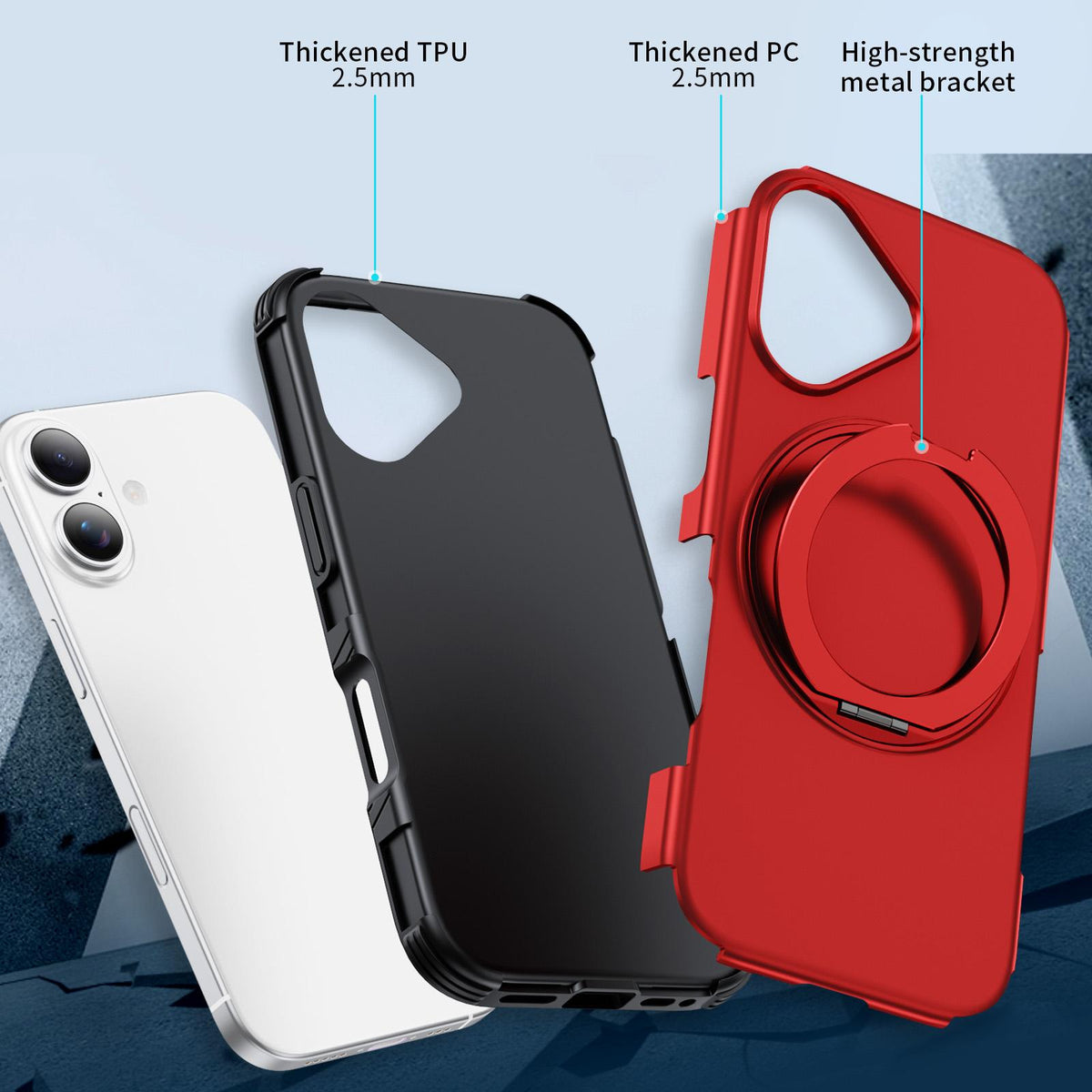 For iPhone 17 Magnetic 360 Rotating Holder Phone Case - Red - EDA009861209D
