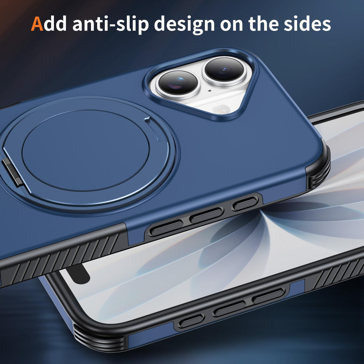 For iPhone 17 Magnetic 360 Rotating Holder Phone Case - Blue - EDA009861209E