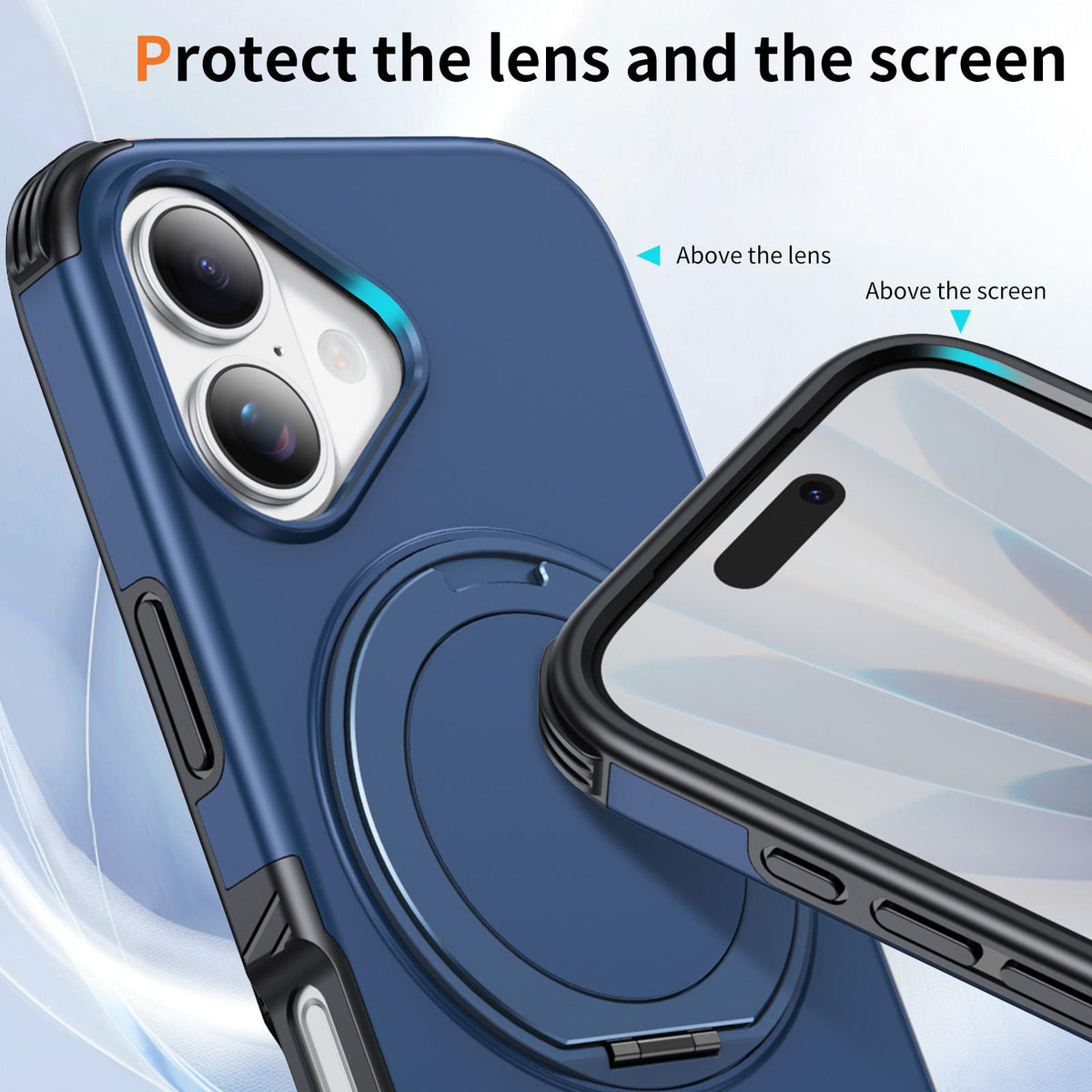 For iPhone 17 Magnetic 360 Rotating Holder Phone Case - Blue - EDA009861209E