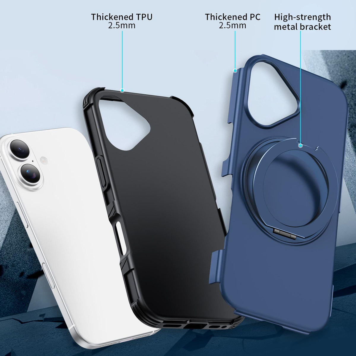 For iPhone 17 Magnetic 360 Rotating Holder Phone Case - Blue - EDA009861209E