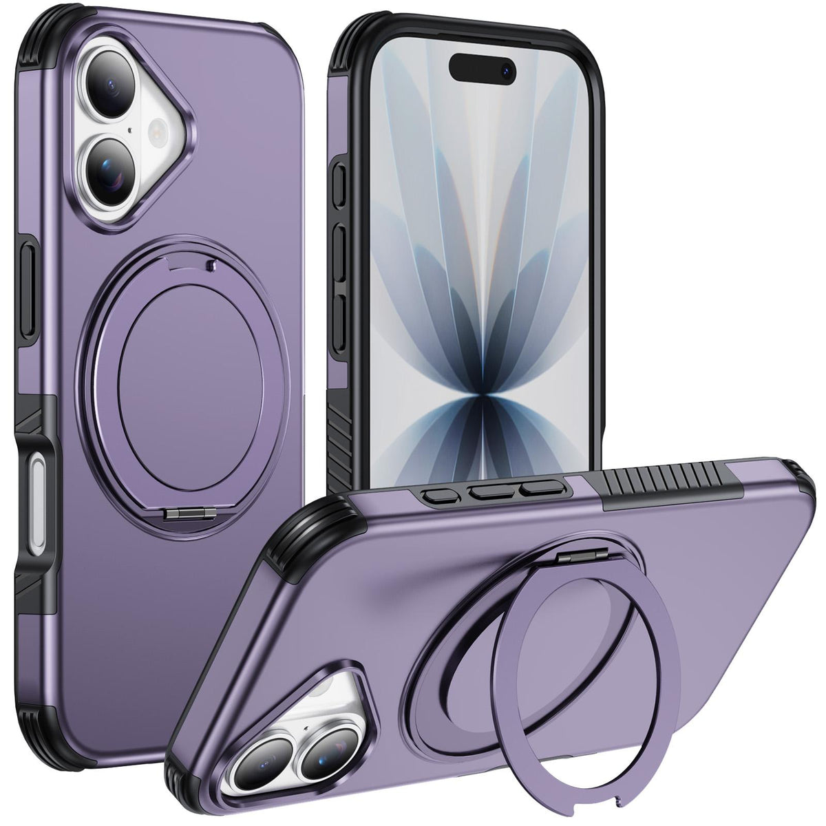 For iPhone 17 Magnetic 360 Rotating Holder Phone Case - Light Purple - EDA009861209F
